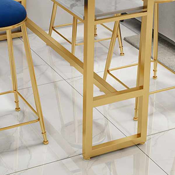 Glam Style Bar Table Set 1/5 Pieces Rectangle Faux Marble Counter Table