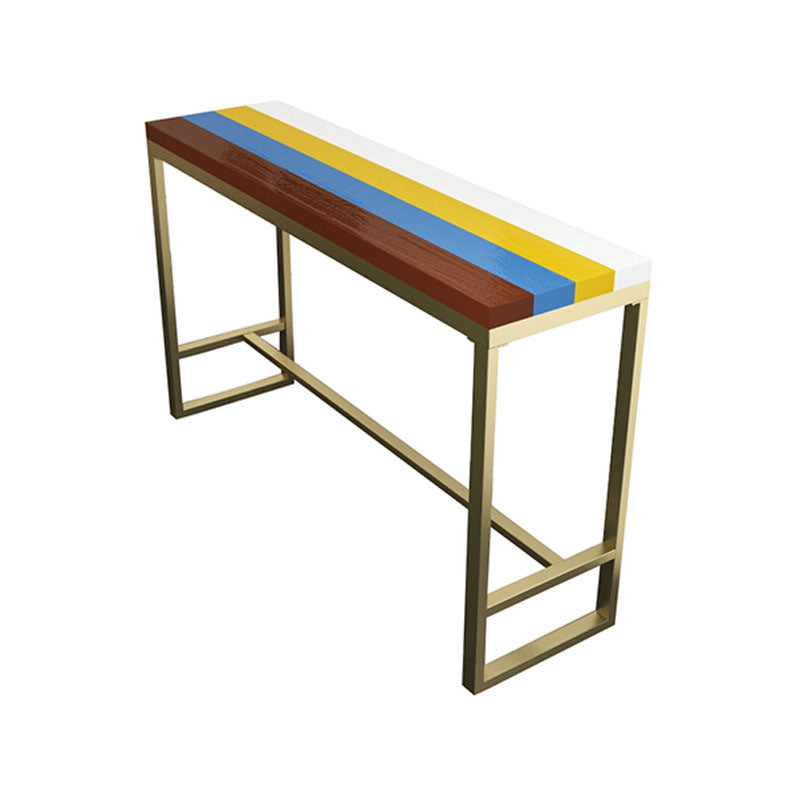 Glam Style Fixed Bar Table 1/4 Pieces Solid Wood Rectangle Counter Set for Indoor