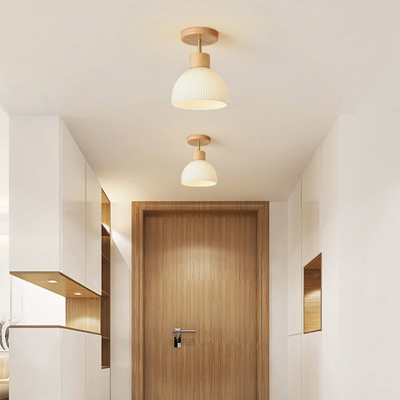 White Shaded Ceiling Light Modern Flush Mount Lighting for Foyer
