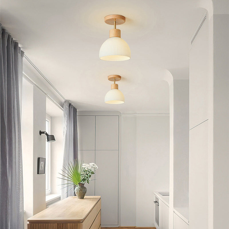 White Shaded Ceiling Light Modern Flush Mount Lighting for Foyer