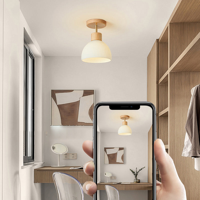 White Shaded Ceiling Light Modern Flush Mount Lighting for Foyer