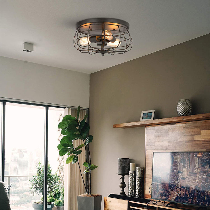 Flush Mount Ceiling Light Industrial Ceiling Mounted Fixture for Living Room
