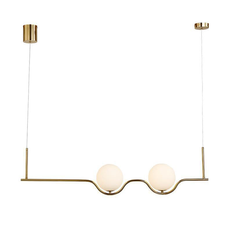 2-Light Golden Ceiling Light Contemporary Kitchen Island Lighting for Foyer