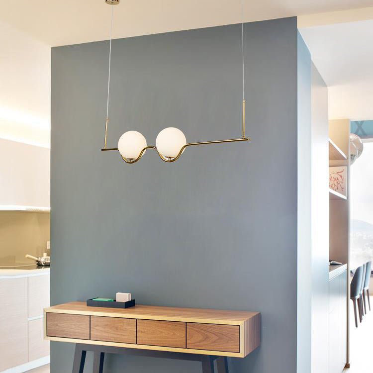 2-Light Golden Ceiling Light Contemporary Kitchen Island Lighting for Foyer