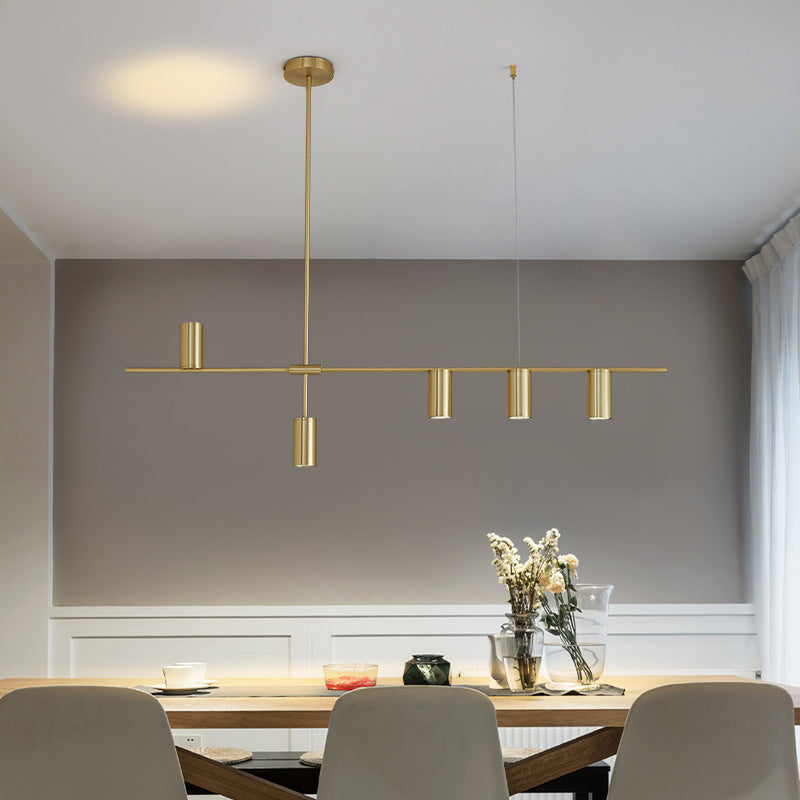 Multiple-Light Cylinder Island Pendant Modern Metal Island Lighting