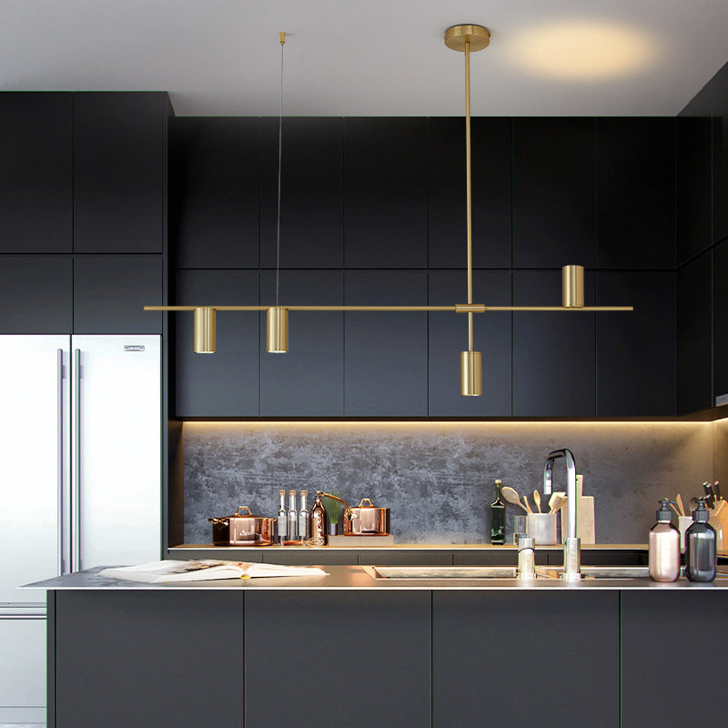 Multiple-Light Cylinder Island Pendant Modern Metal Island Lighting