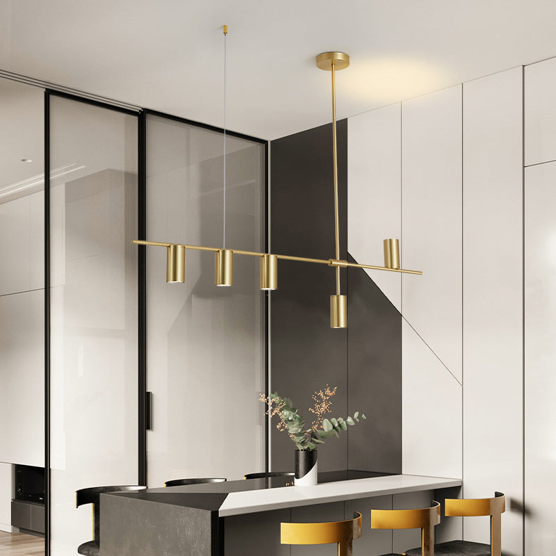 Multiple-Light Cylinder Island Pendant Modern Metal Island Lighting