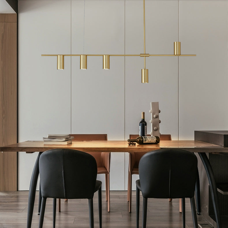 Multiple-Light Cylinder Island Pendant Modern Metal Island Lighting