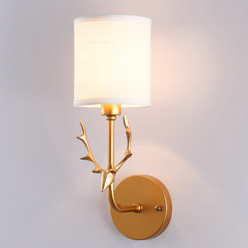 Modern Style Cylinder Shape Wall Light Fabric 1 Light Sconces for Bedroom