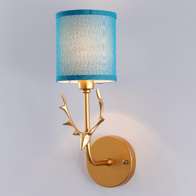 Modern Style Cylinder Shape Wall Light Fabric 1 Light Sconces for Bedroom