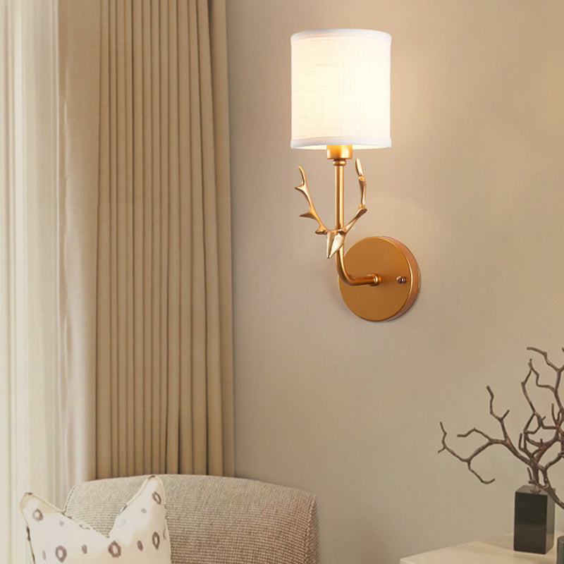Modern Style Cylinder Shape Wall Light Fabric 1 Light Sconces for Bedroom