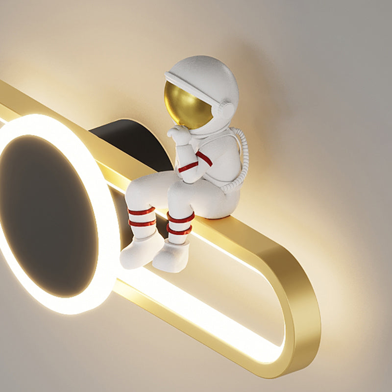 Nordic Style Iron Wall Light Ellipse Shape Wall Lamp for Children's Room (Included Doll)