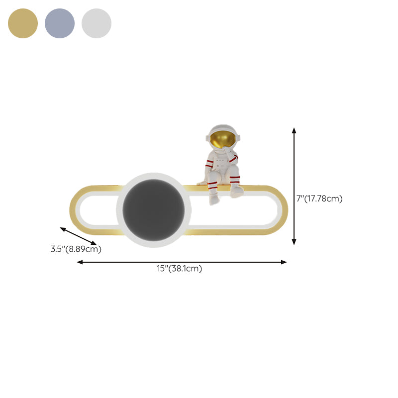 Nordic Style Iron Wall Light Ellipse Shape Wall Lamp for Children's Room (Included Doll)