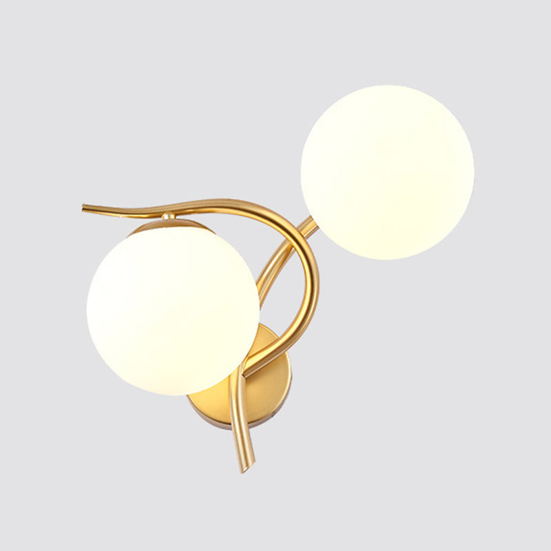 Modern Style Globe Shape Wall Light Glass 2 Light Sconces for Bedroom