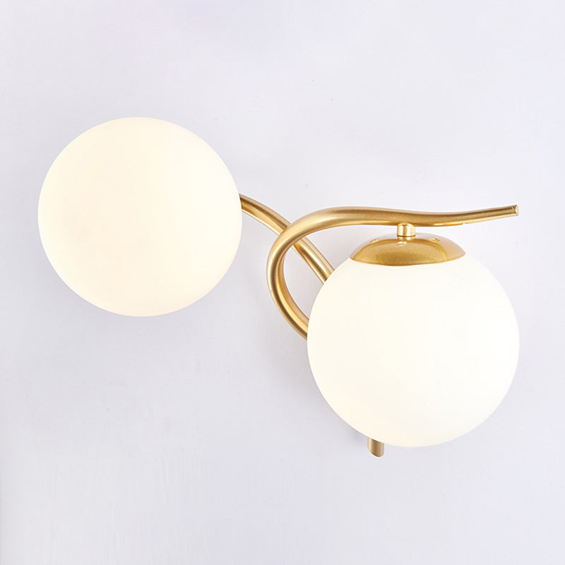 Modern Style Globe Shape Wall Light Glass 2 Light Sconces for Bedroom