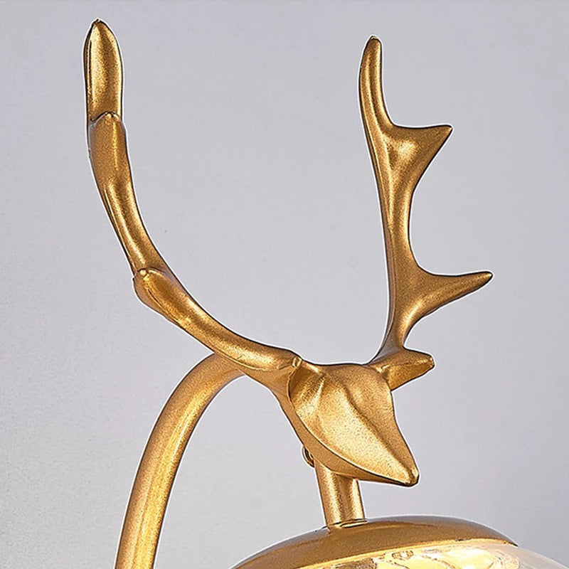 Globe Shape Wall Lamp Modern Style Glass 1 Light Sconce in Gold/ Black