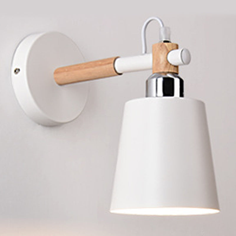 Nordic Wall Sconce Tapered Sconce Light with Metal and Wood for Bedroom
