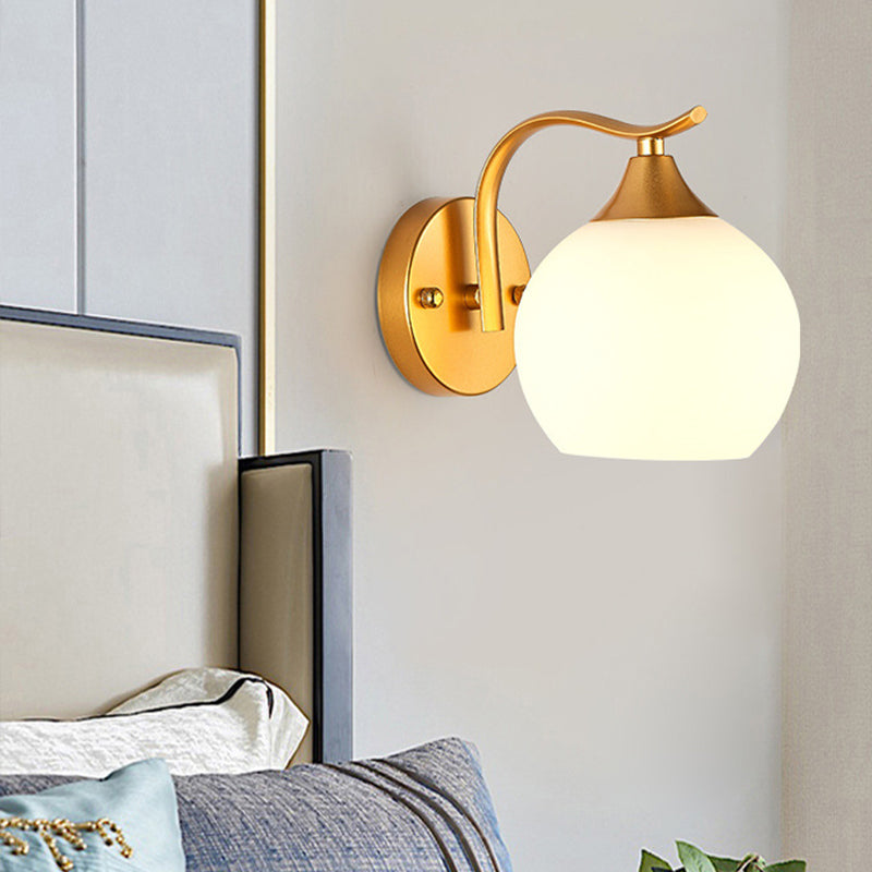 Modern Style Globe Shape Wall Light Glass Sconces for Bedroom
