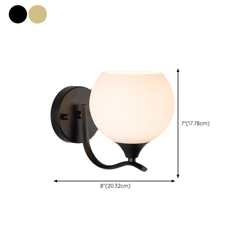 Modern Style Globe Shape Wall Light Glass Sconces for Bedroom