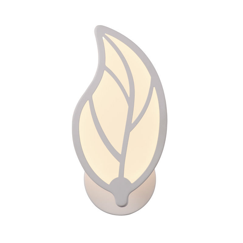 Leaf Shape Wall Lamp Modern Style Acrylic 1 Light Sconce in White
