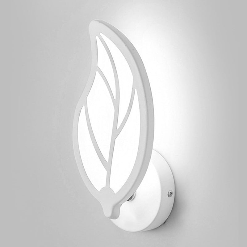 Leaf Shape Wall Lamp Modern Style Acrylic 1 Light Sconce in White
