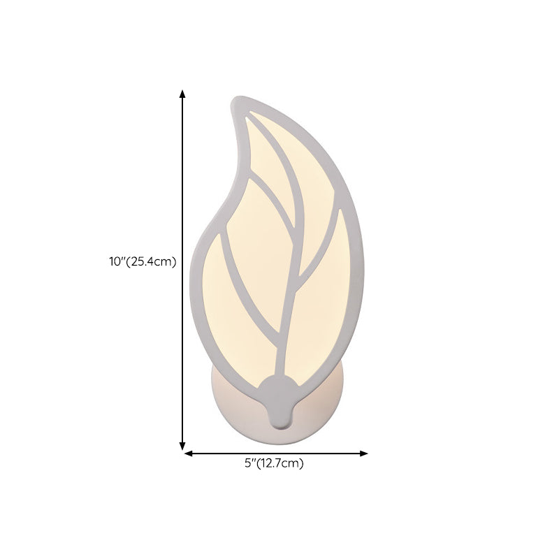 Leaf Shape Wall Lamp Modern Style Acrylic 1 Light Sconce in White
