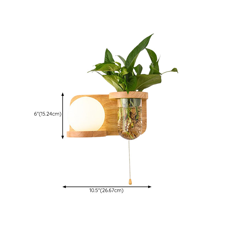Modern Style Wall Light Wood 1 Light Sconces in White for Bedroom without Plant