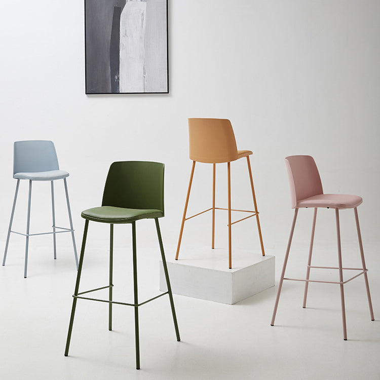 Modern Style PU Leather Bar-stool Square Seat Counter Bar Stool with Metal Legs