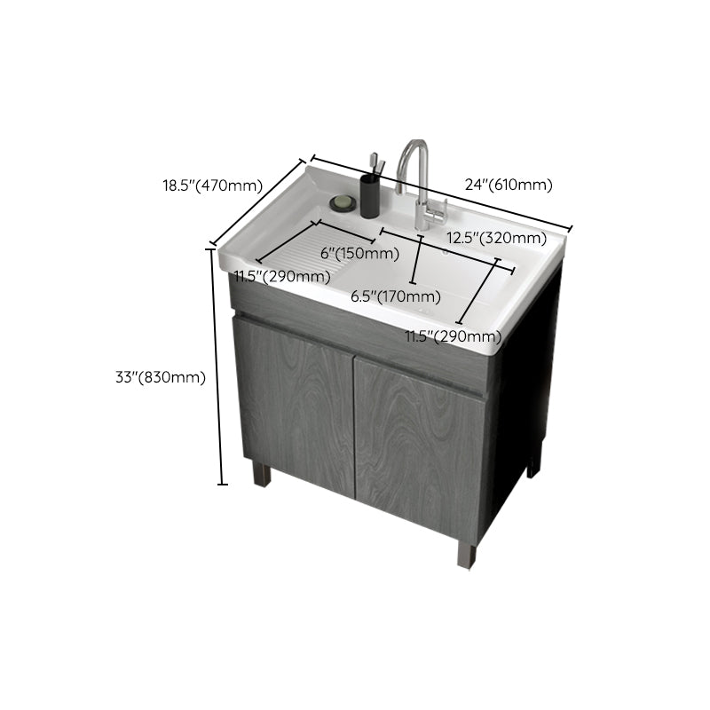 Ceramic Bathroom Vanity Cabinet Modern 32.6" H Bathroom Vanity Set for Balcony