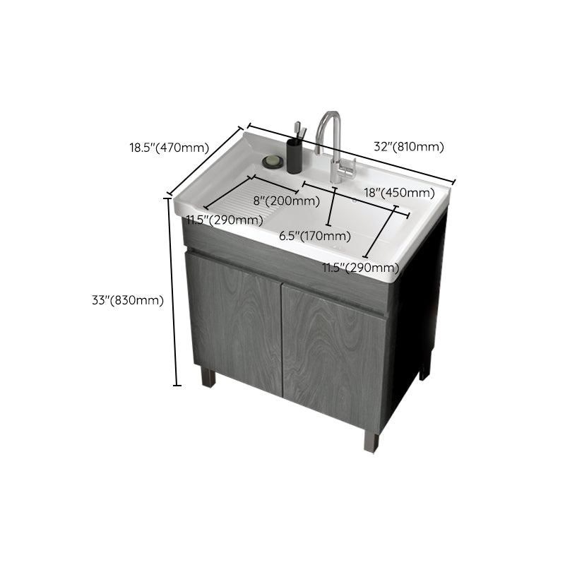 Ceramic Bathroom Vanity Cabinet Modern 32.6" H Bathroom Vanity Set for Balcony