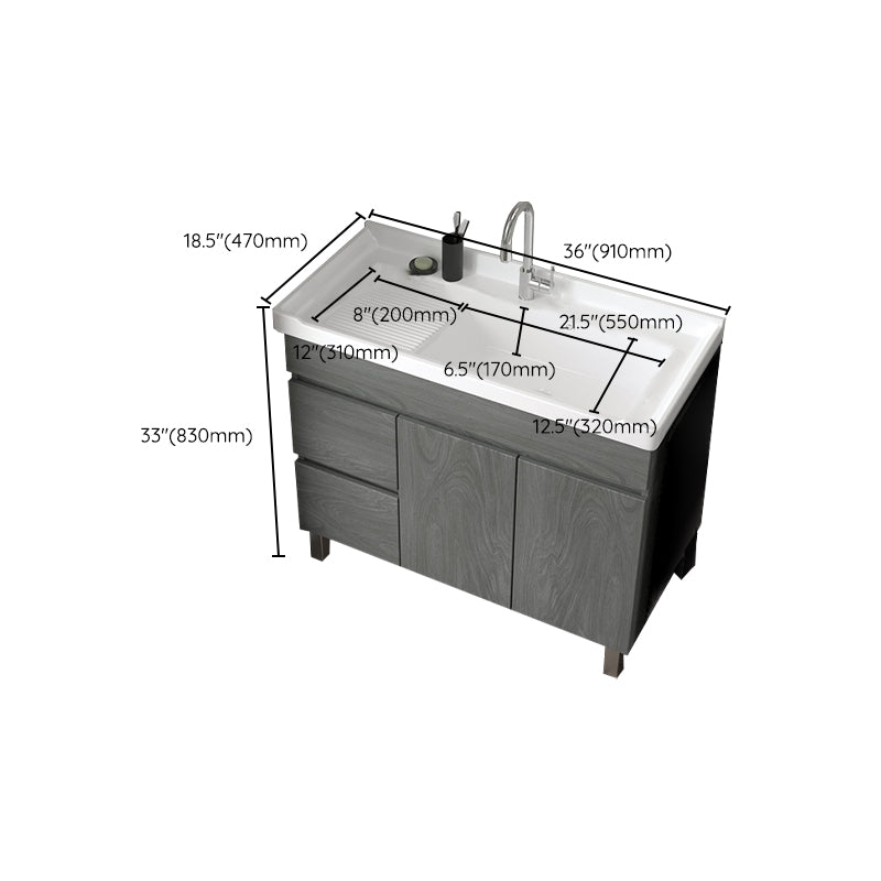 Ceramic Bathroom Vanity Cabinet Modern 32.6" H Bathroom Vanity Set for Balcony