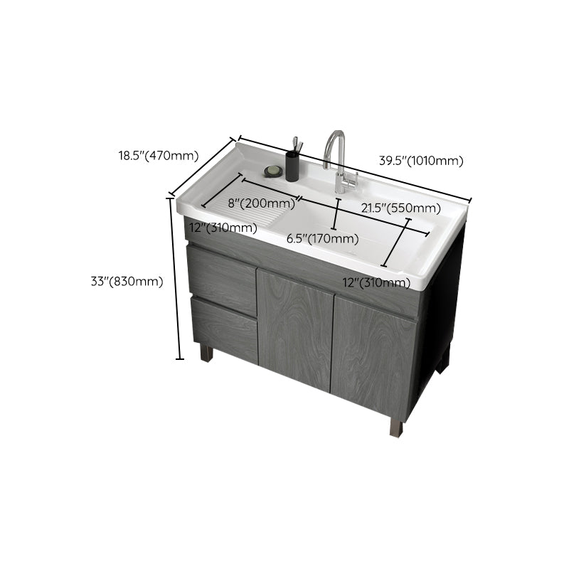Ceramic Bathroom Vanity Cabinet Modern 32.6" H Bathroom Vanity Set for Balcony