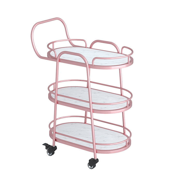 33.46" High Contemporary Style Oval Prep Table Rolling Metal Prep Table for Kitchen