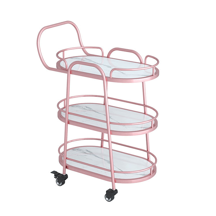 33.46" High Contemporary Style Oval Prep Table Rolling Metal Prep Table for Kitchen