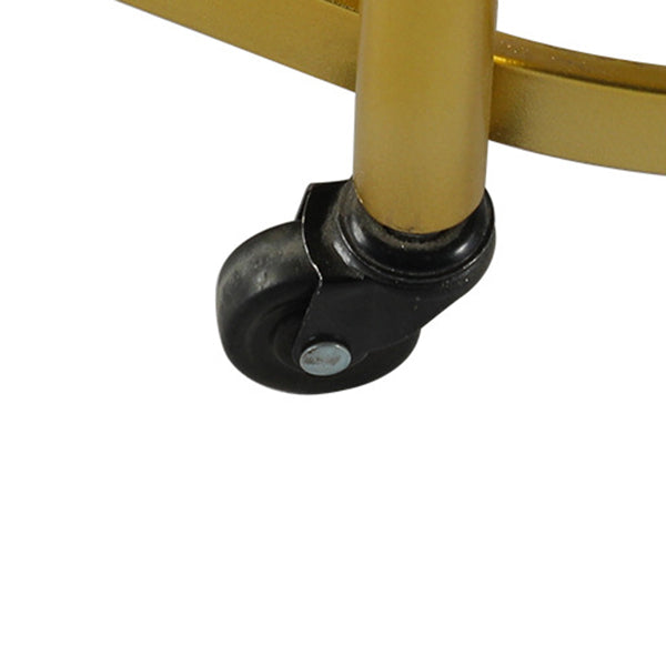 Modern Style Oval Metal Prep Table 29.53"H Rolling Glass Prep Table for Home Use