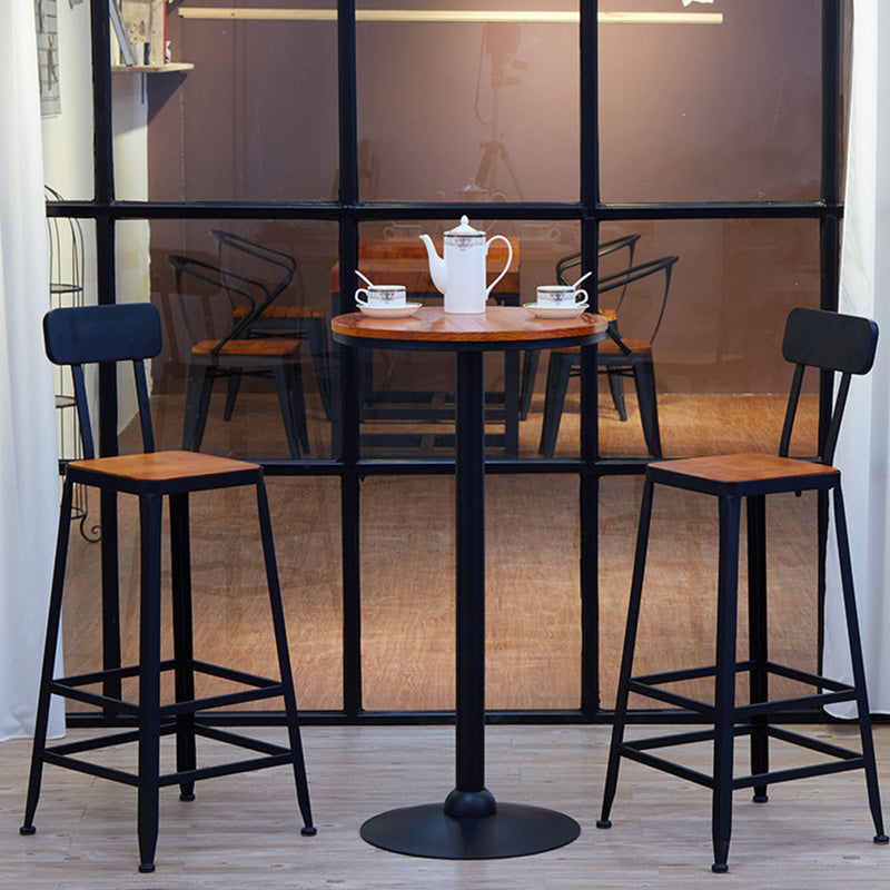 Brown Solid Wood Bar Table Industrial Dining Table for Kitchen Living Room