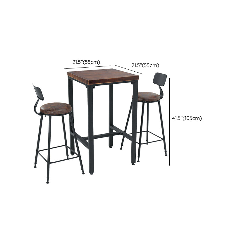 Brown Solid Wood Bar Table Industrial Dining Table for Kitchen Living Room