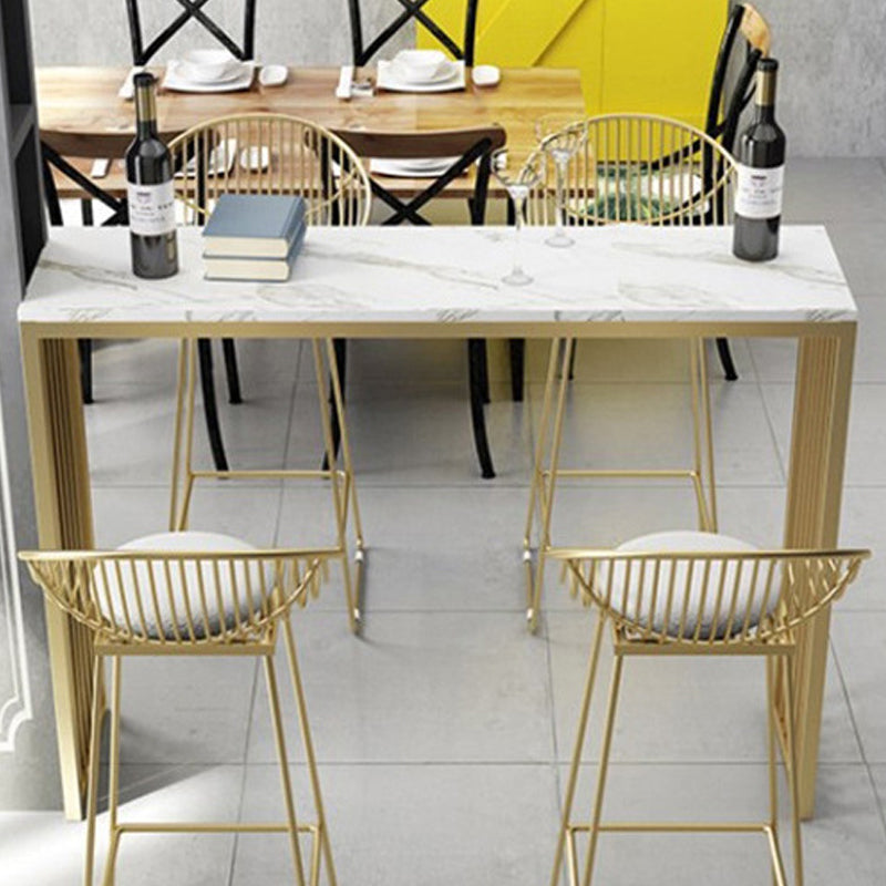 Industrial Bar Table Rectangle Sled Base Bar Height Pub Table for Home