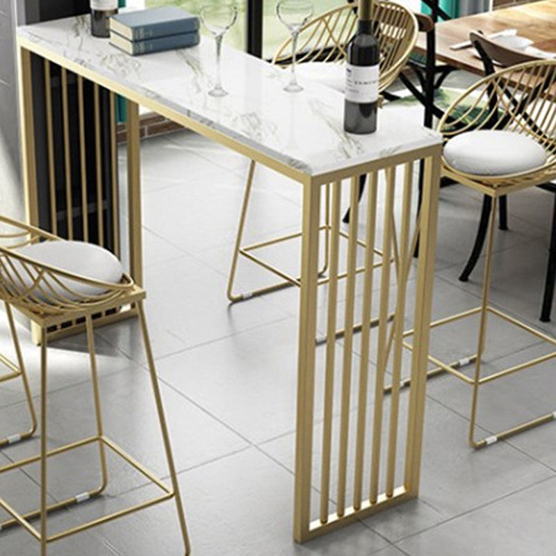 Industrial Bar Table Rectangle Sled Base Bar Height Pub Table for Home