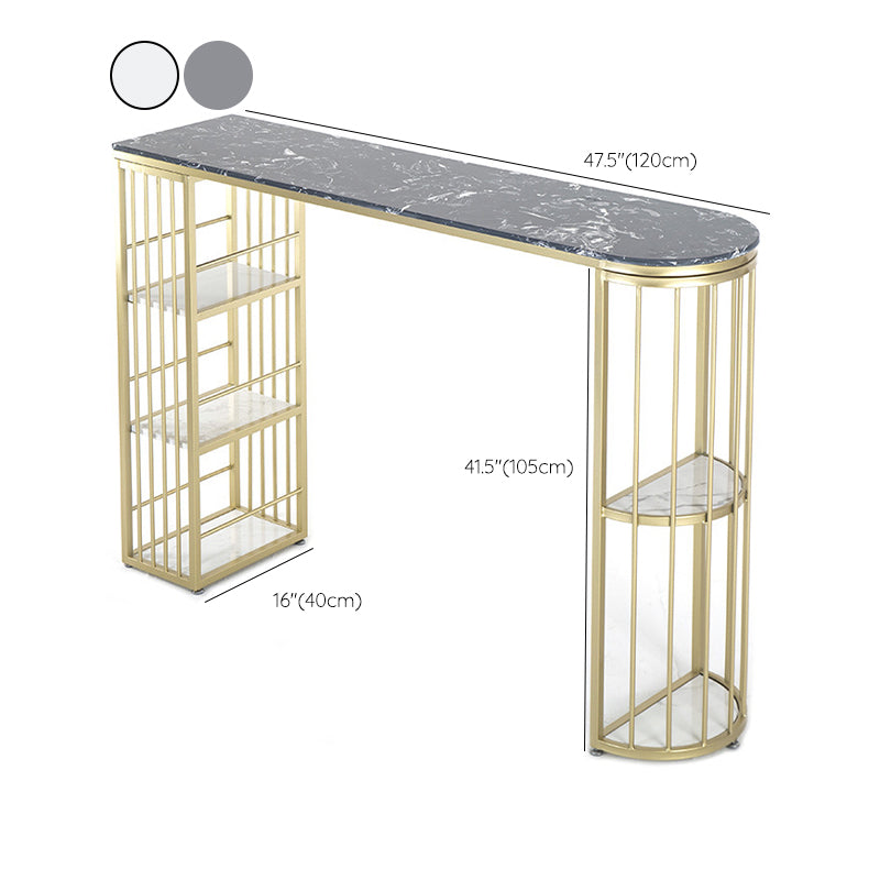 Glam Pub Height Dining Table Stone Top Pub Table for Dining Room