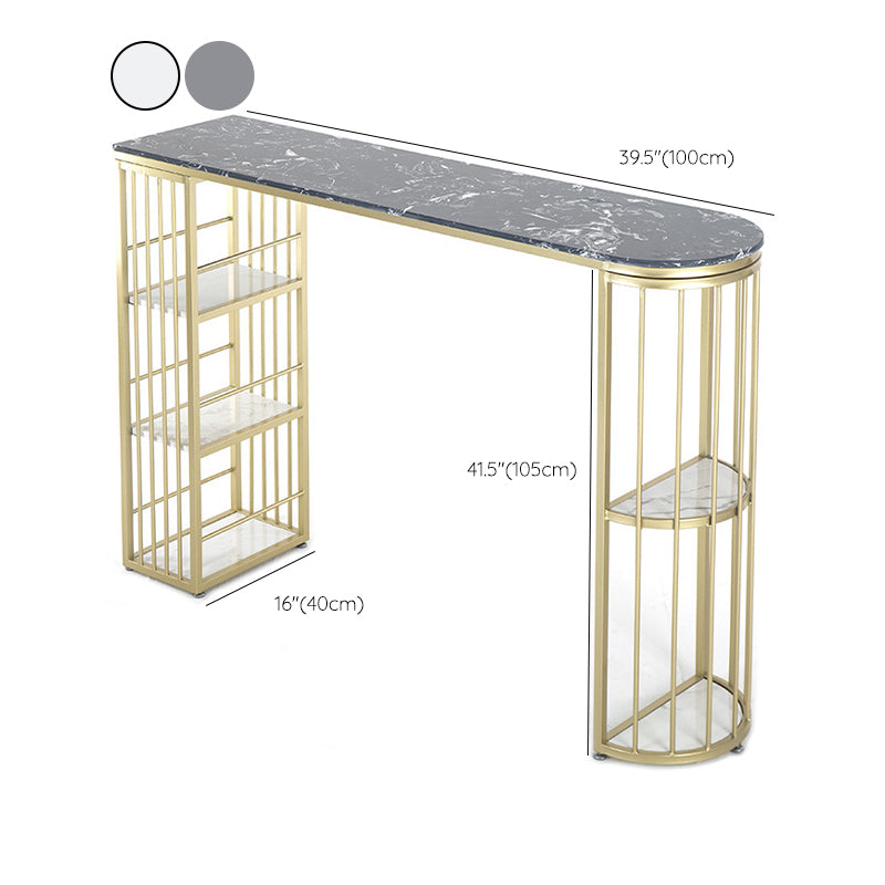 Glam Pub Height Dining Table Stone Top Pub Table for Dining Room