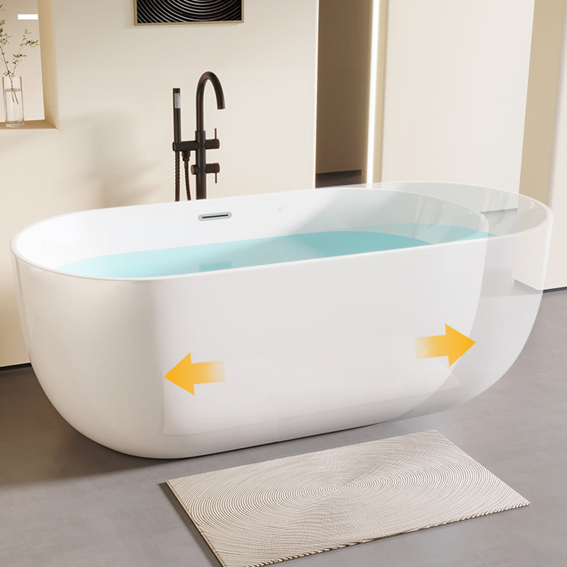 Modern Acrylic-Fiberglass Oval Bathtub Freestanding Soaking Bathtub with Center Drain