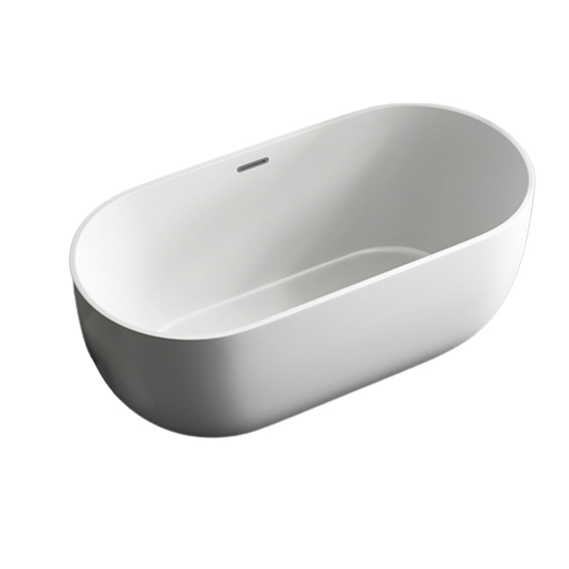 Modern Acrylic-Fiberglass Oval Bathtub Freestanding Soaking Bathtub with Center Drain