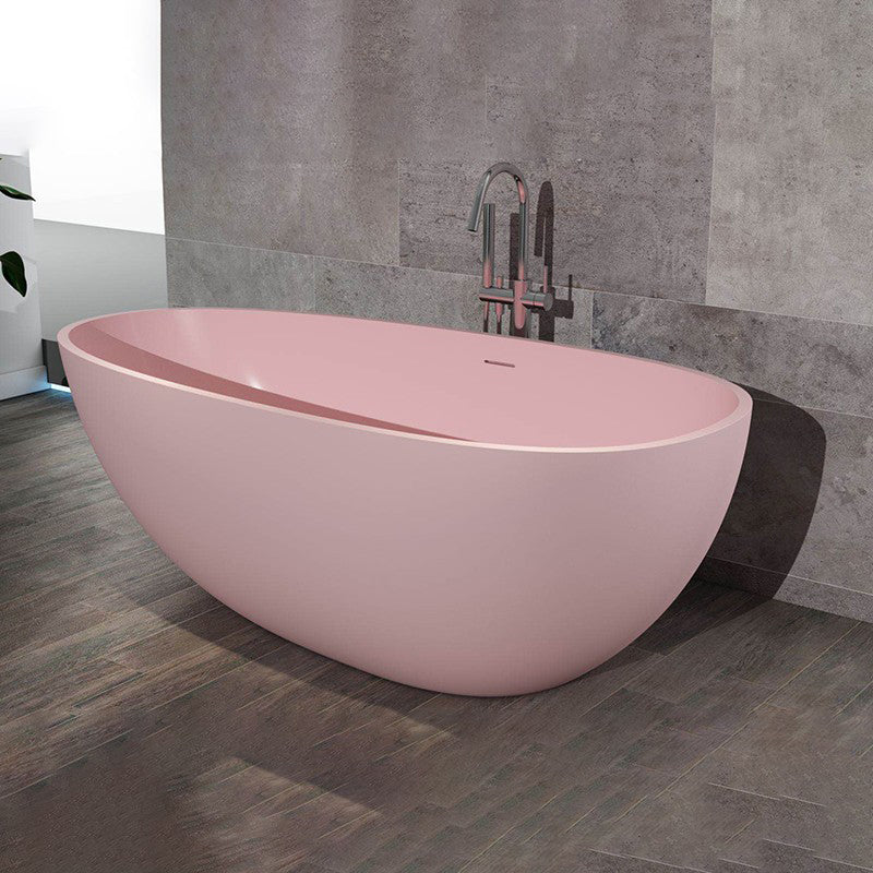 Modern Freestanding Bathtub for Bathroom Matte Finish Acrylic Oval Tub