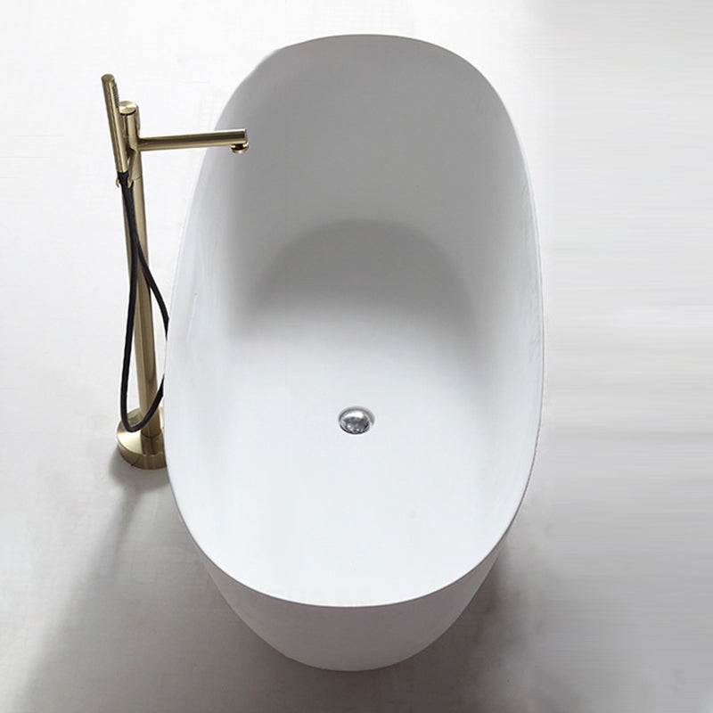 Contemporary White Bath Tub with Overflow Trim Oval Soaking Tub for Home