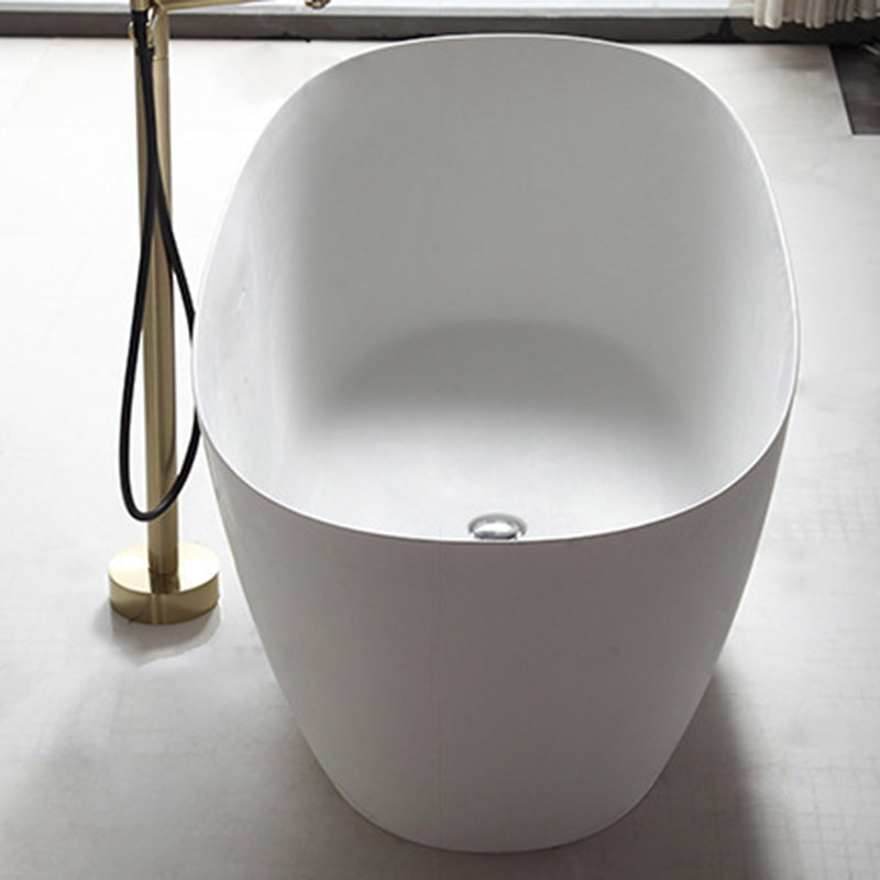 Contemporary White Bath Tub with Overflow Trim Oval Soaking Tub for Home