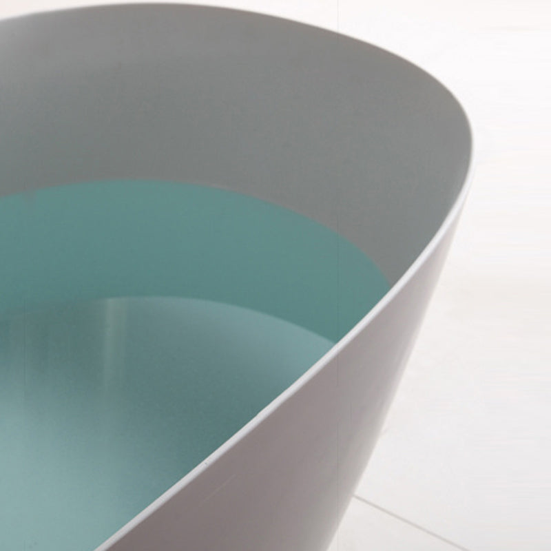 Contemporary White Bath Tub with Overflow Trim Oval Soaking Tub for Home