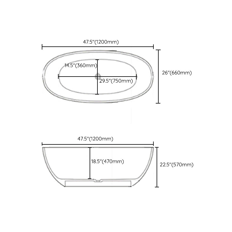 Contemporary White Bath Tub with Overflow Trim Oval Soaking Tub for Home