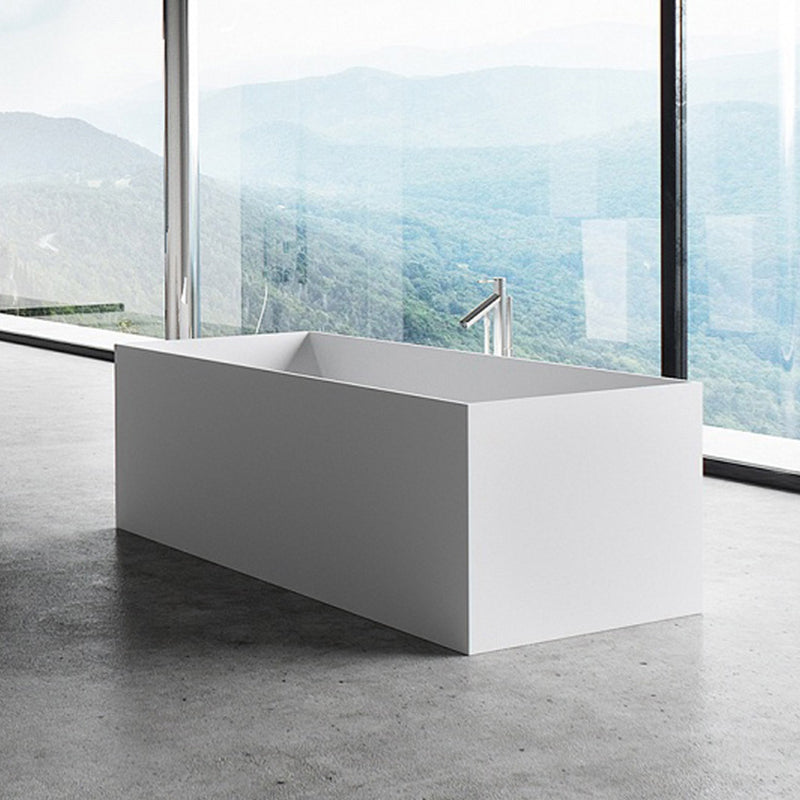 Modern Freestanding Bathtub Stone Rectangle White Soaking Bath Tub