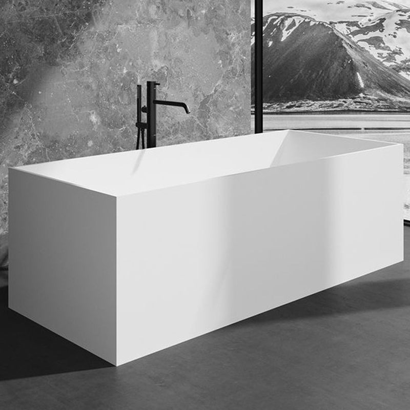 Modern Freestanding Bathtub Stone Rectangle White Soaking Bath Tub